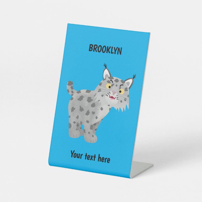 Niedlicher gemeiner Bobcat-Luchs-Cartoon Sockelschild (Vorderseite)