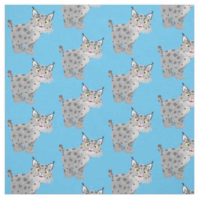 Niedlicher gemeiner Bobcat-Luchs-Cartoon Stoff (Muster)