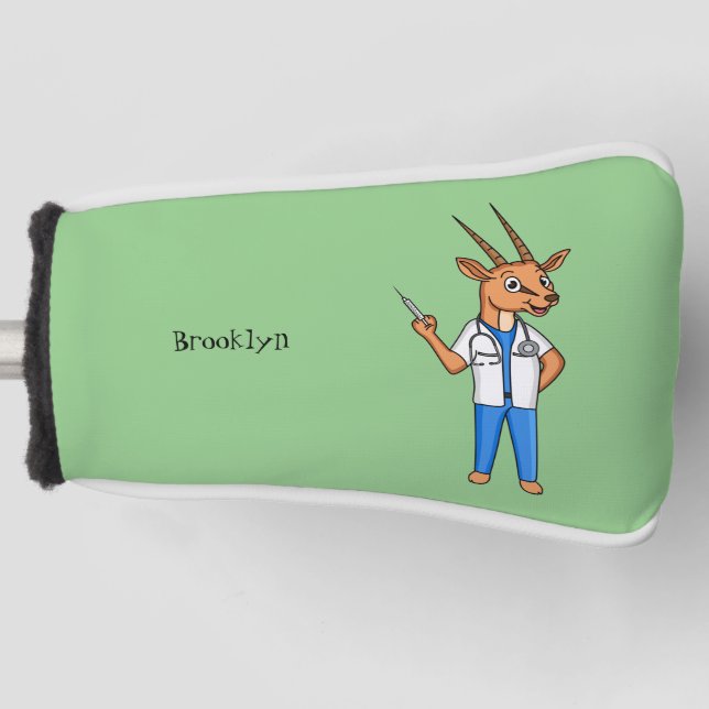 Niedlicher Gemsbok-Antilope-Cartoon Golf Headcover (Vorderseite)