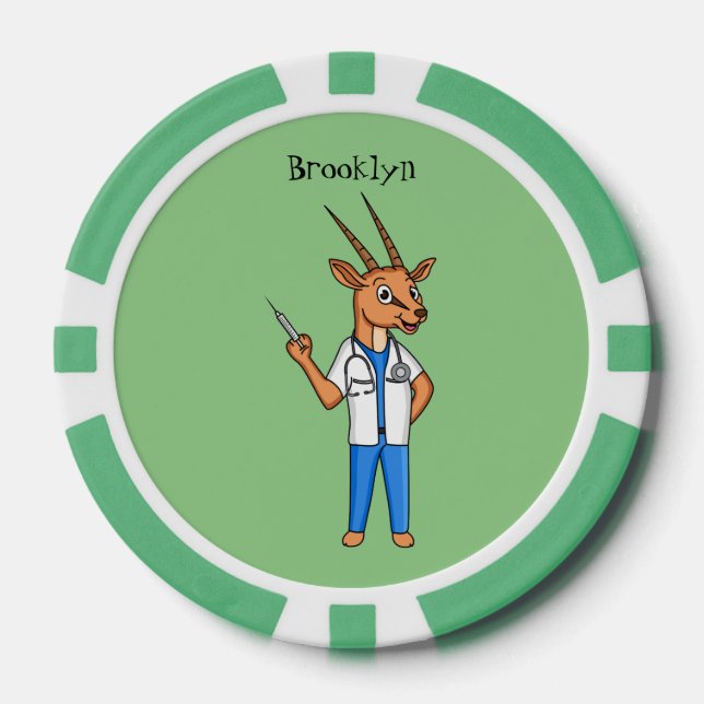 Niedlicher Gemsbok-Antilope-Cartoon Pokerchips (Vorderseite)
