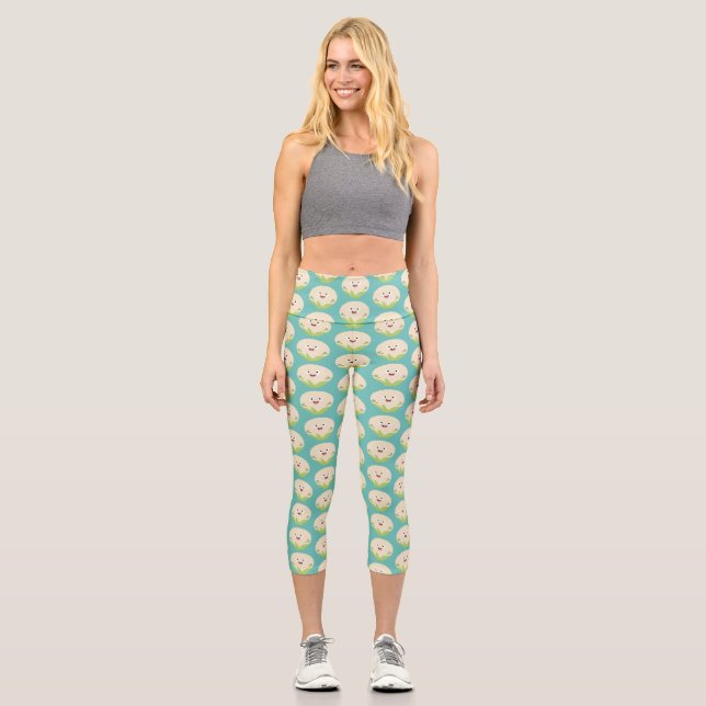 Niedlicher Gemüsegarten-Cartoon Capri Leggings (Vorderseite)