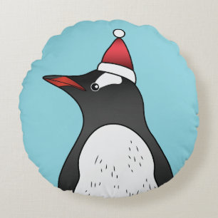 Niedlicher Gentoo Pinguin mit einer Weihnachtsmann Rundes Kissen