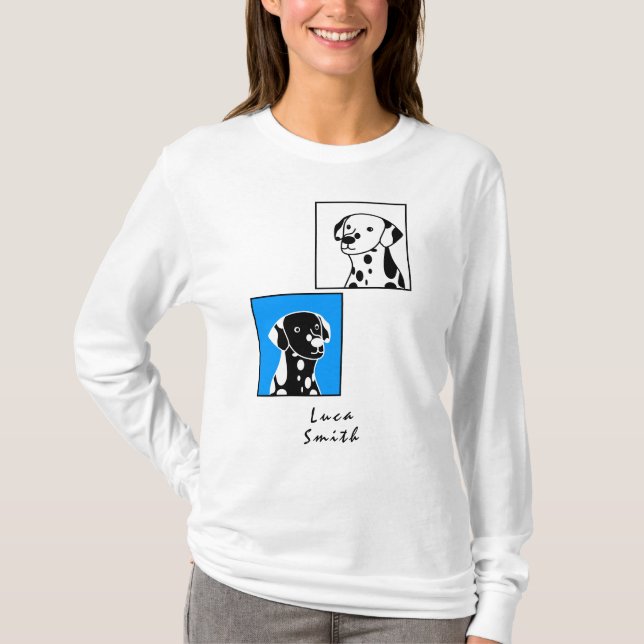 NIEDLICHER GEPUNKTETER BLACK-UND WEISSER HUNDE - B T-Shirt (Vorderseite)