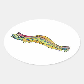 Niedlicher Gepunkteter Eel Fish Worm Blenny Oval S Ovaler Aufkleber