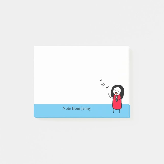 Niedlicher Gesang-Mädchen-Musik-Illustrations-Name Post-it Klebezettel (Vorderseite)