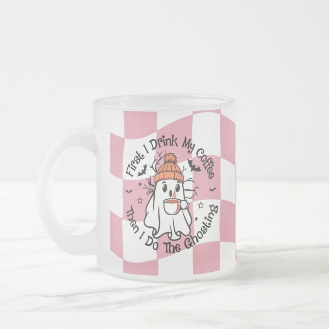 Niedlicher Ghost Fall Pumpkin Gewürz Rosa Mattglastasse (Links)