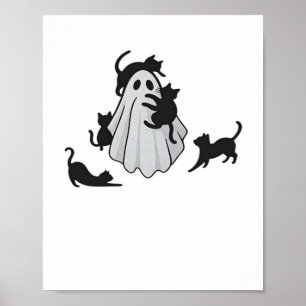 Niedlicher Ghost und Black Cats Klassischer T - Sh Poster