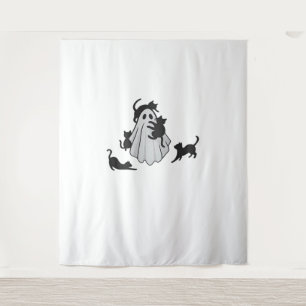 Niedlicher Ghost und Black Cats Klassischer T - Sh Wandteppich