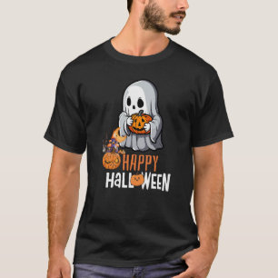 Niedlicher Ghost und Pumpkin "Happy Halloween"-T - T-Shirt