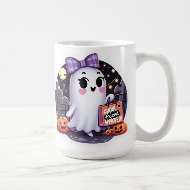 Niedlicher Ghoul-Freund genehmigt Halloween Kaffeetasse (Rechts)