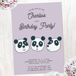 Niedlicher Gigant Panda Bär Erste Geburtstagsparty Einladung