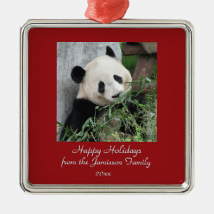 Niedlicher Gigant Panda Weihnachtsfeiertag Ornamen Ornament Aus Metall