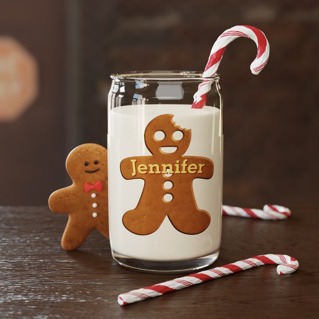 Niedlicher Gingerbrei Mann Kekse Weihnachtsglas Dosenglas (Fun and festive set of gingerbread men glasses with space for your name. )