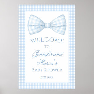 Niedlicher Gingham-Bogen-Krawatte Babydusche Poster