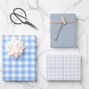 Niedlicher Gingham und Dots Klassiker Geschenkpapier Set
