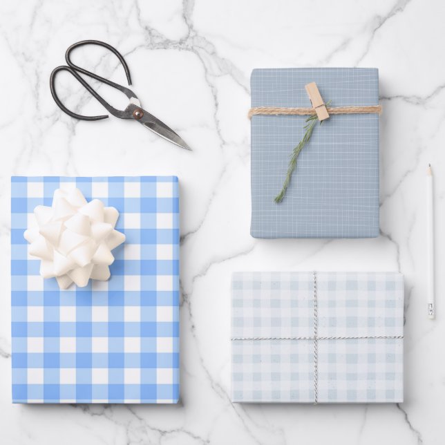 Niedlicher Gingham und Dots Klassiker Geschenkpapier Set (Vorderseite)