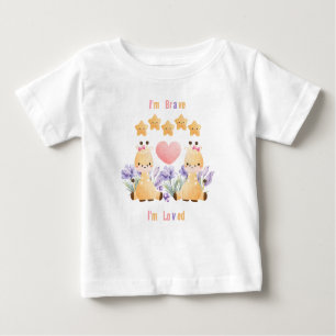 Niedlicher Giraffe Baby-T - Shirt   Ich bin tapfer