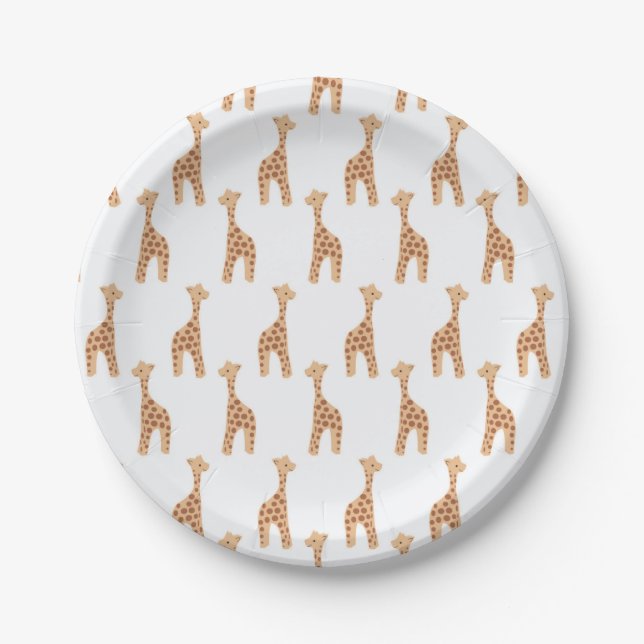 niedlicher Giraffe Cartoon Pappteller (Vorderseite)