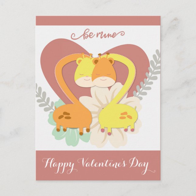 Niedlicher Giraffe Valentinstag Postkarte (Vorderseite)