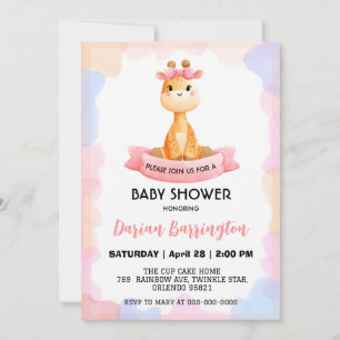 Niedlicher Giraffenstar Ballon Babydusche Party Ju Einladung
