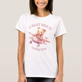 Niedlicher Girl Baby Bear Pilot Rosa Flugzeug Schö T-Shirt