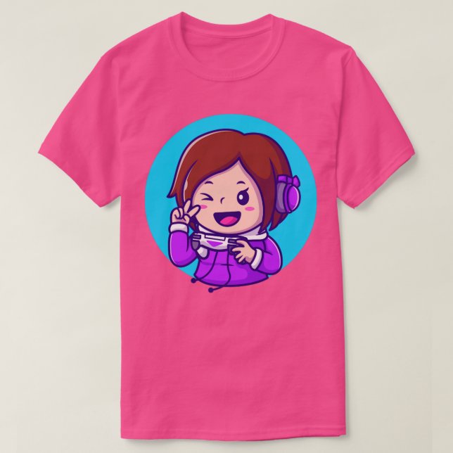 Niedlicher Girl Gaming Holding Joystick mit handli T-Shirt (Design vorne)