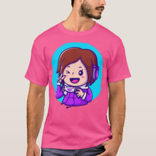 Niedlicher Girl Gaming Holding Joystick mit handli T-Shirt