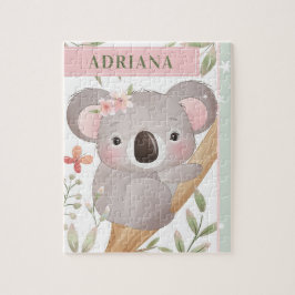 Niedlicher Girl-Individuelle Name Koala Bear Pink  Puzzle