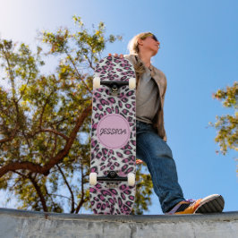 Niedlicher Girl Pink Leopard Animal Print Individu Skateboard