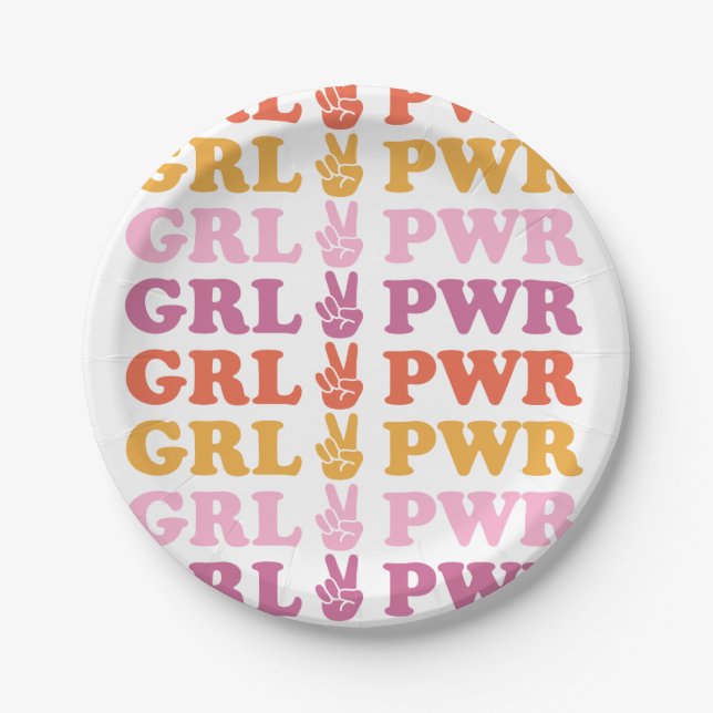 Niedlicher Girl-Power mit Heart Paper Plate Pappteller (Vorderseite)