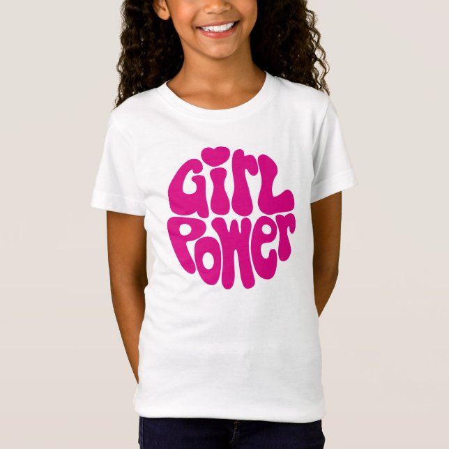 Niedlicher Girl-Power mit Herz T-Shirt (Vorderseite)