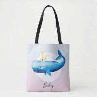 Niedlicher Girl's Watercolor Princess Whale mit Na