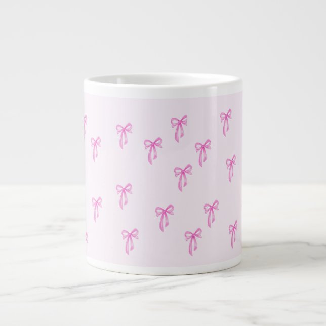 Niedlicher Girly Coquette-Bogen Jumbo-Tasse (Vorderseite)