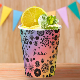 Niedlicher Girly Floral Cooler Regenbogen Pappbecher