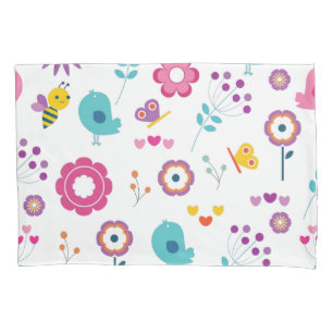 Niedlicher Girly Flower Garden mit Birnen und Bien Kissenbezug