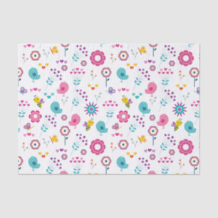 Niedlicher Girly Flower Garden mit Birnen und Bien Seidenpapier