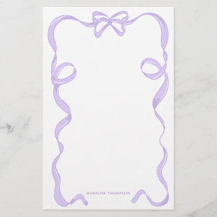 Niedlicher Girly Lavender Lila Violet-Bow-Flachban Briefpapier