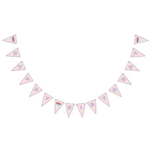 Niedlicher Girly Pastellrosa-Kuchen-alles Gute zum Wimpelkette