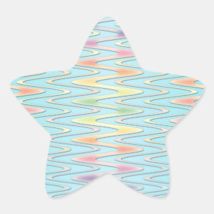 Niedlicher Girly Rainbow über Aquamarin Blue Zigza Stern-Aufkleber