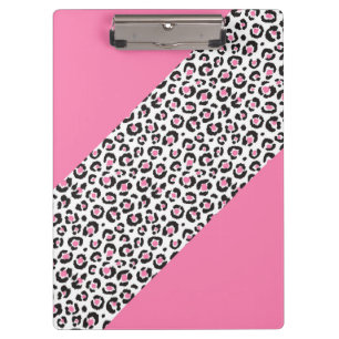 Niedlicher Girly rosa Leopardcheetah-Streifen Klemmbrett