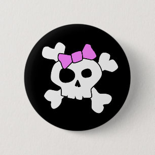 Niedlicher Girly Schädel-Knopf Button