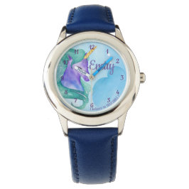 Niedlicher Glaube an Unicorn Hübsch Blue Green Uni Armbanduhr