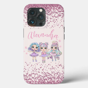 Niedlicher Glitzer Dolls Mädchenname auf Rosa Case-Mate iPhone Hülle