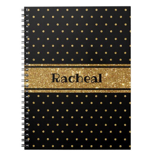Niedlicher Glitzer Gold Polka Dots Personalisierte Notizblock (Vorderseite)