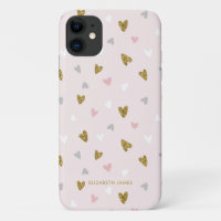 Niedlicher Glitzer Goldfolie Herz Rosa Personalisi