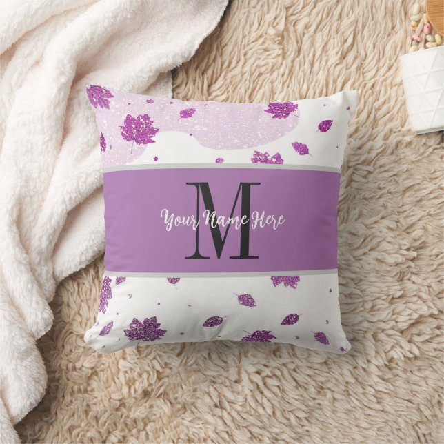 Niedlicher Glitzer Herbst Herbstlaub Pink Fügen Si Kissen (Decke)