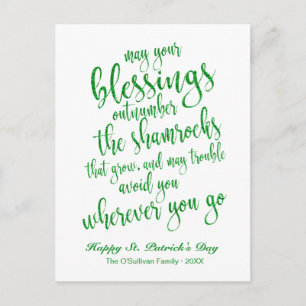 Niedlicher Glitzer Irish Sessing St. Patrick's Day Postkarte