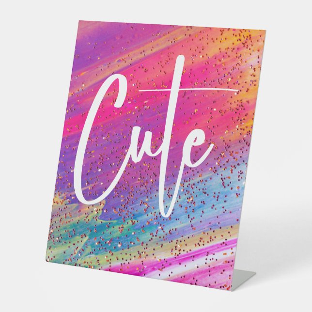 Niedlicher Glitzer Mehrfarbiger Sparkle Shine Glam Sockelschild (Vorderseite)