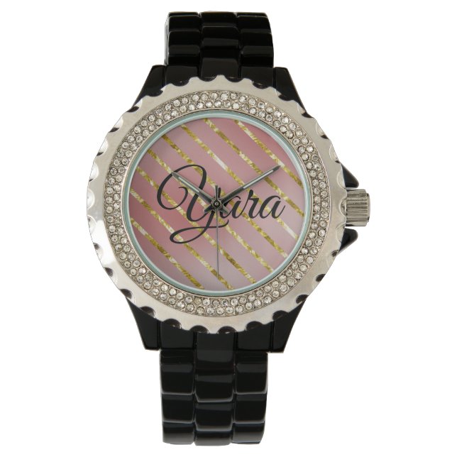 Niedlicher Glitzer Rosa Armbanduhr (Vorderseite)