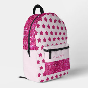 Niedlicher Glitzer rosa Zurück zur Schule Bedruckter Rucksack